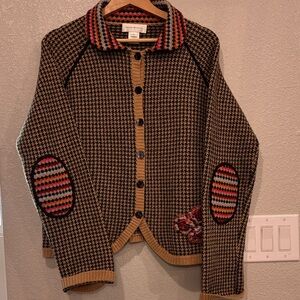 Susan Bristol Brown and Red Houndstooth Sweater
